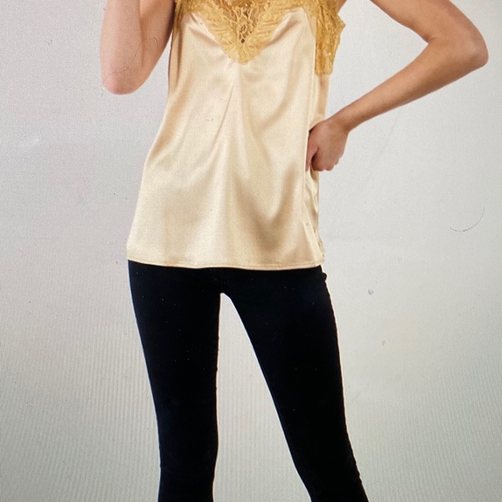 Yellow satin V-neck